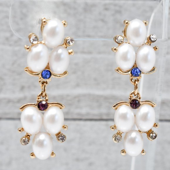 1.75" Drop Dangle Pearl Blue/Purple Earrings - Picture 2 of 12